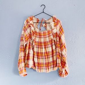 FREE PEOPLE Siena Plaid Top XLG